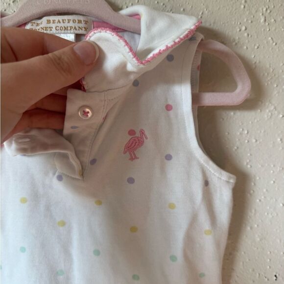 TBBC Paige's Playful Pima Cotton Polo 18-24M White Dudley Dot Sleeveless Preppy - Picture 4 of 6